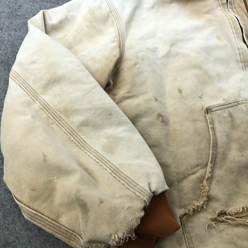 Vintage Carhartt Jacket Mens XL J140 BRN Canvas Worn Distresed Faded Thrashed